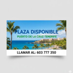 Plaza disponible puerto de la cruz Tenerife Norte